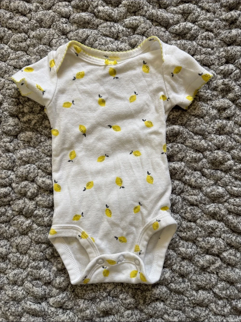 Baby Lemon Print One-Piece Bodysuit - White & Yellow